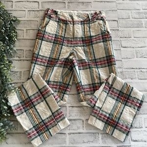 Free People High Waisted Plaid Cotton Pants